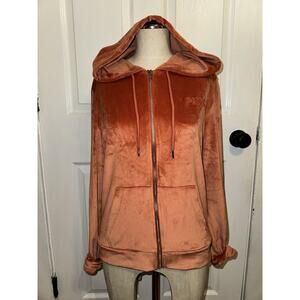 Victoria’s Secret PINK Velvet Orange Full Zip Hoodie Logo NEW Size S Small